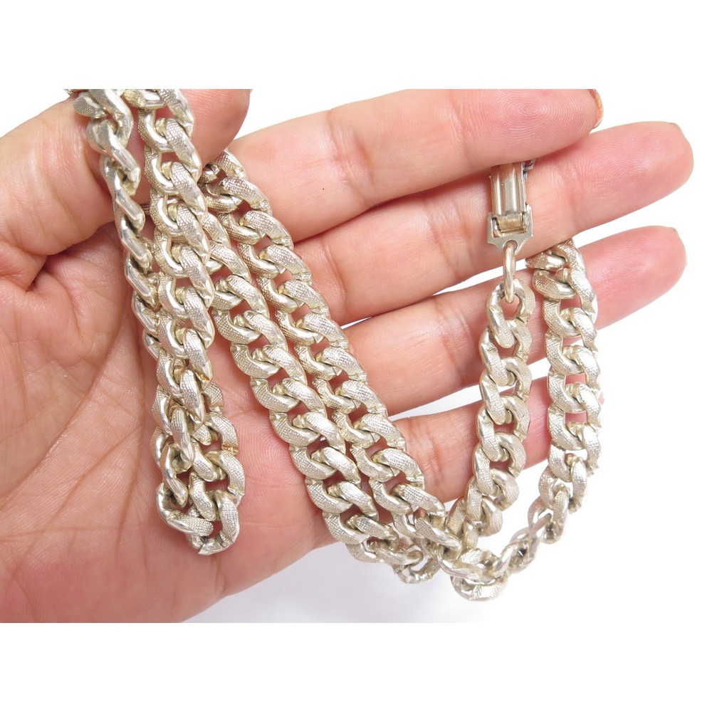 Vintage Pale‎ Gold Plated Thick Chain Necklace Signed Germany 25" x 10mm A915